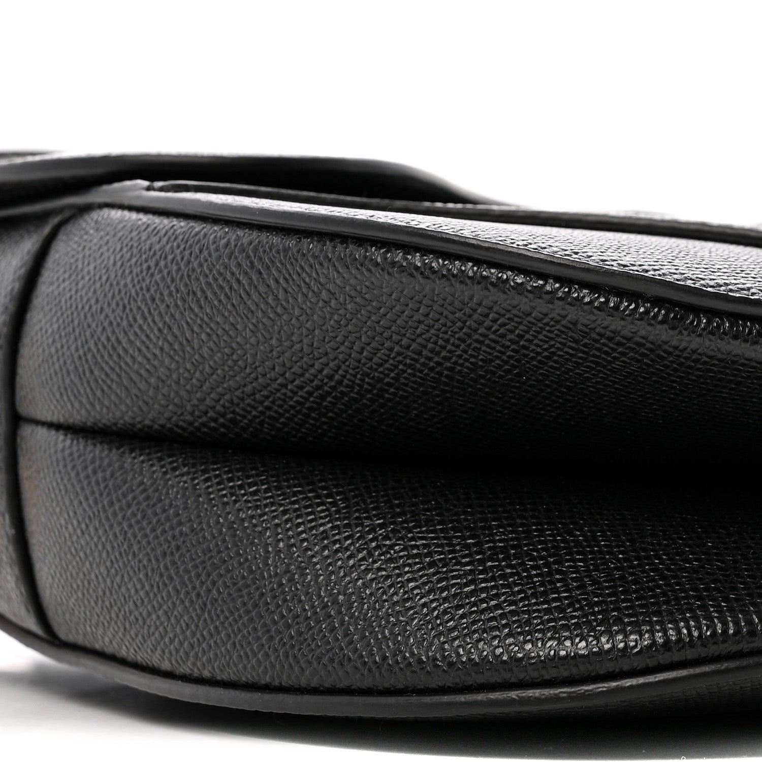 Grained Calfskin Saddle Bag With Strap Black