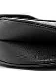 Grained Calfskin Saddle Bag With Strap Black
