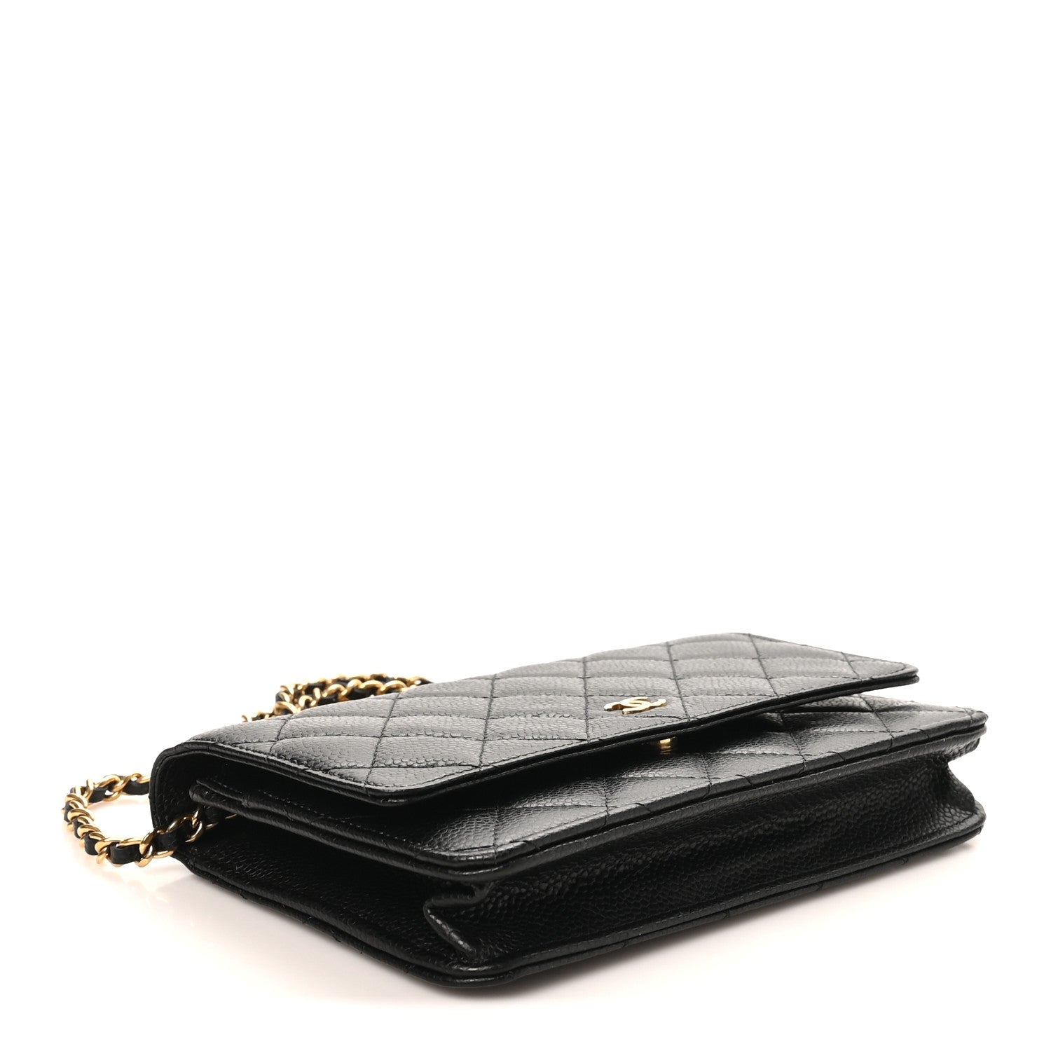 Caviar Quilted Wallet on Chain WOC Black