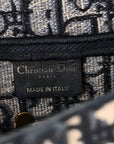 Oblique Embroidered Saddle Bag Blue