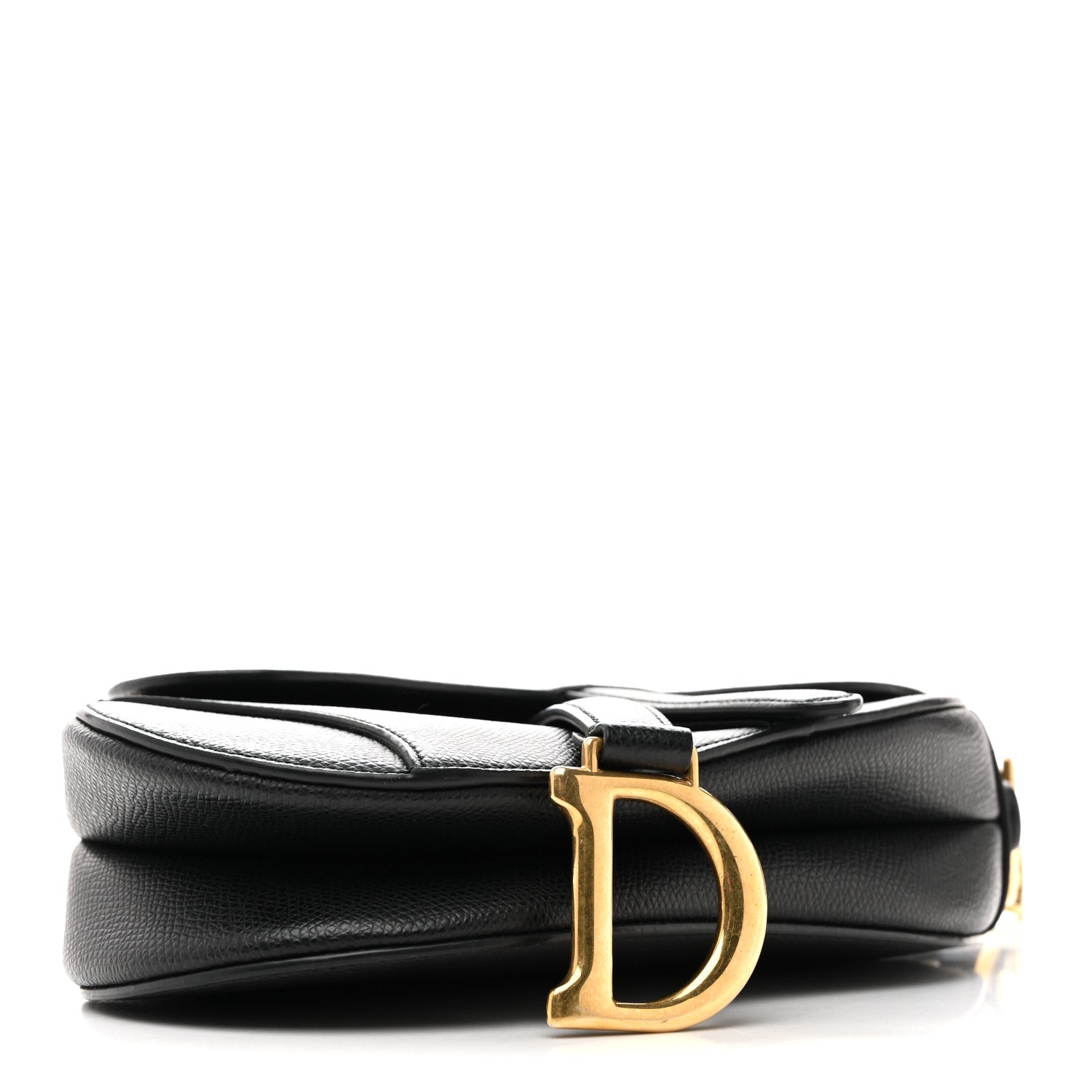 Grained Calfskin Mini Saddle Bag Black
