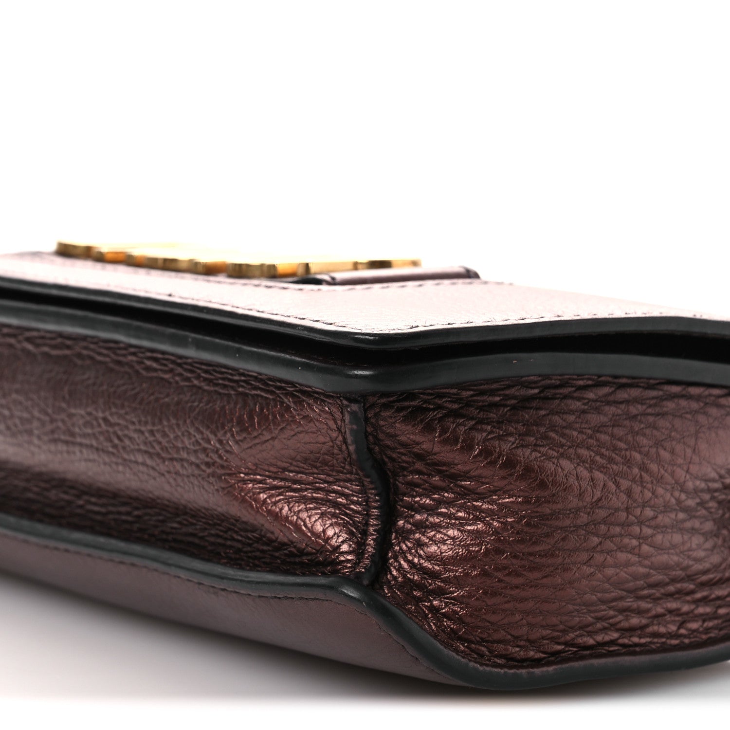Metallic Calfskin J'AD1OR Chain Flap Bag Noisette