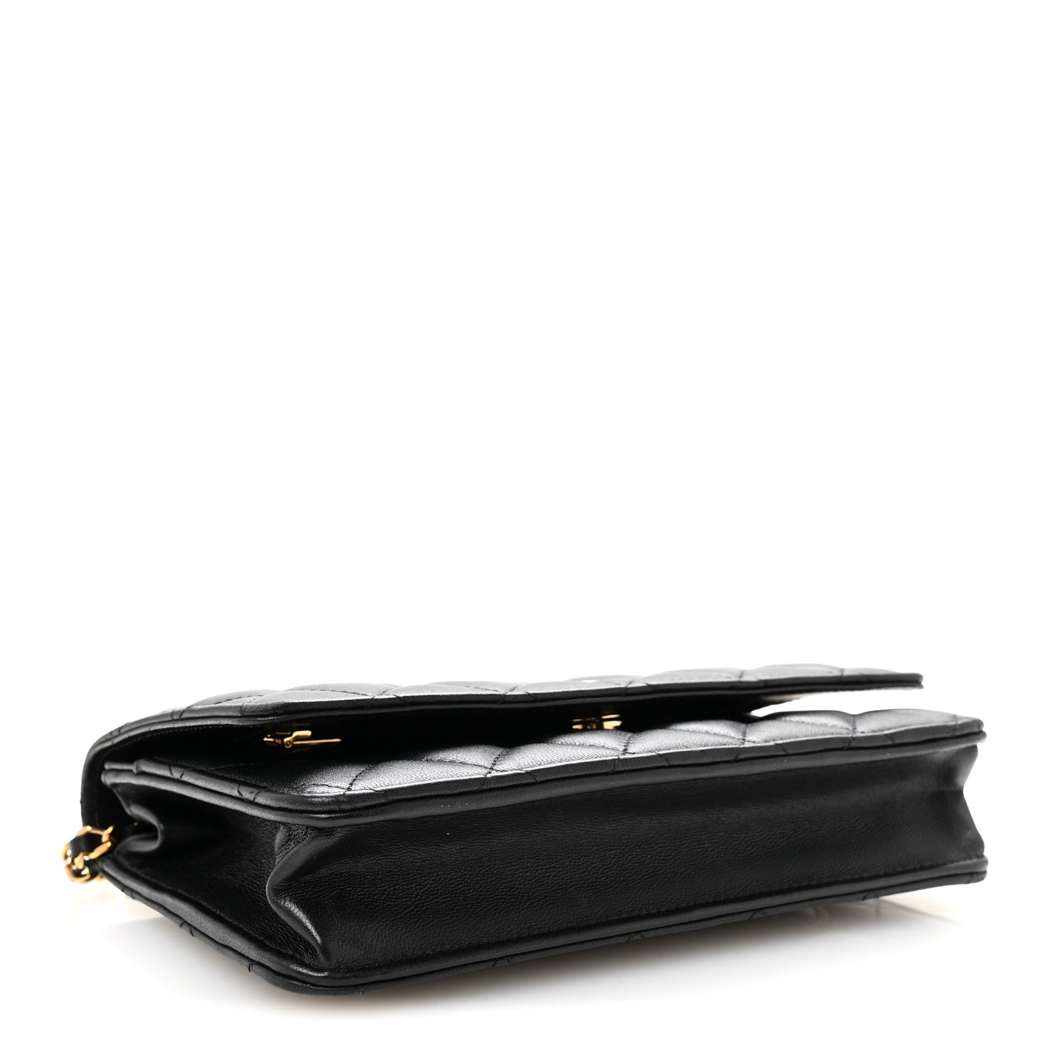 Lambskin Quilted Wallet On Chain WOC Black