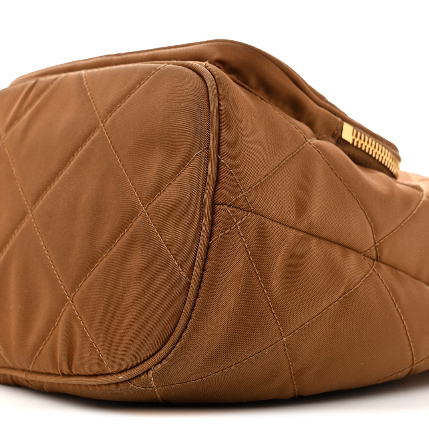 Re-Nylon Saffiano Stitched Re-Edition 1995 Chaine Drawstring Bucket Bag Brandy