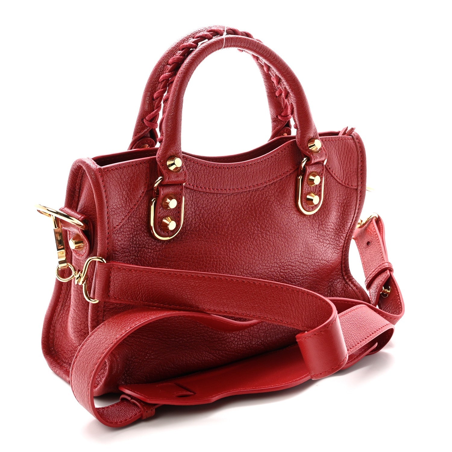 Chevre Gold Metallic Edge Hardware Mini City Rouge Groseille