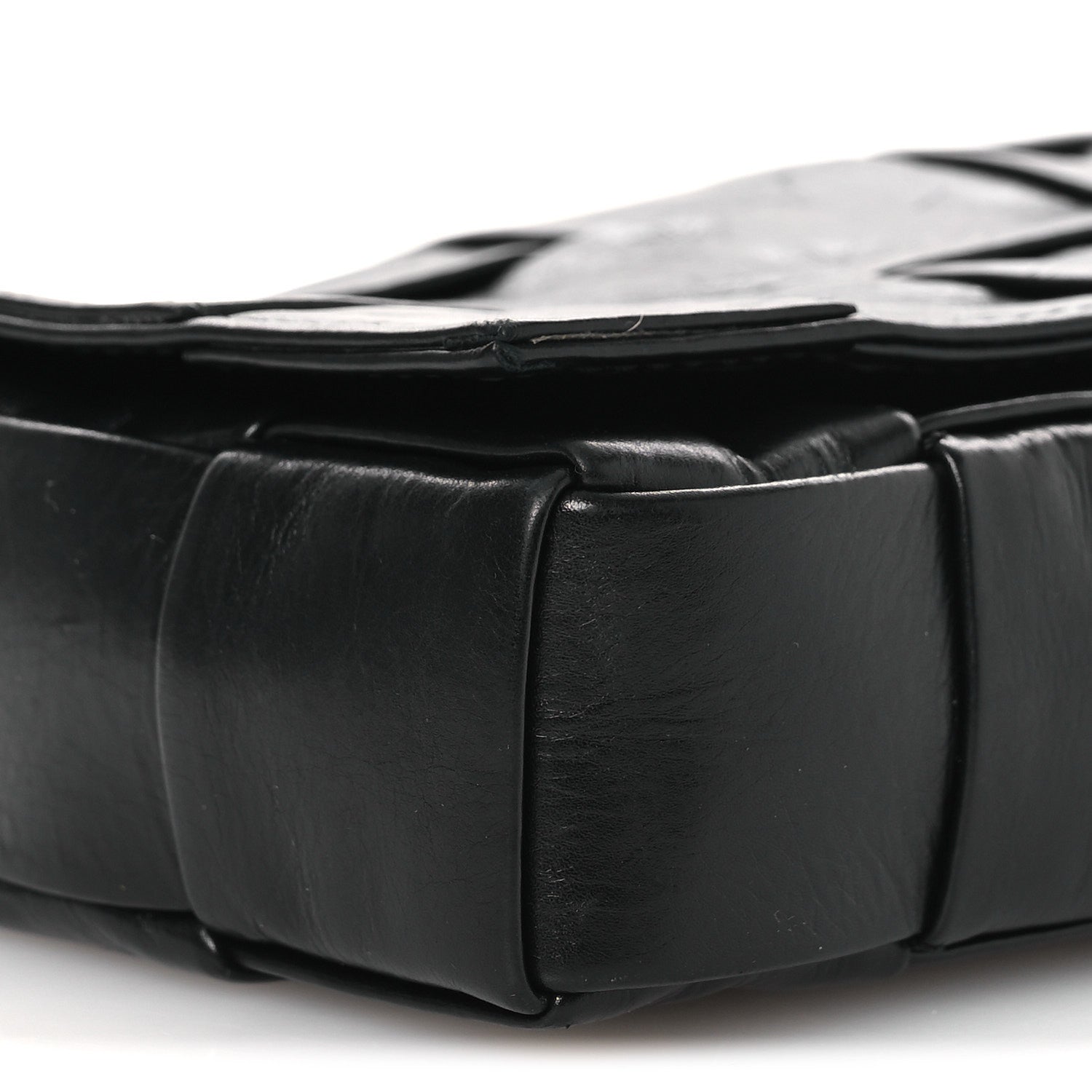 Paper Calfskin Maxi Intrecciato Small Cassette Crossbody Bag Black