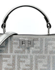 Iridescent Crystal Vitello Laminato Suede FF Petite Peekaboo I SEE U Satchel Cappuccino