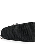 Yarn Raffia Effect Crochet Triangle Shoulder Bag Black