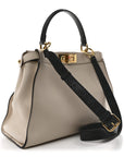 Vitello Seta Snakeskin Monster Eyes Medium Peekaboo Iconic Satchel  Amido Sand Black