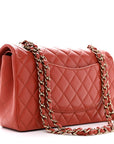 Lambskin Quilted Medium Double Flap Brown