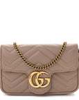 Calfskin Matelasse Super Mini GG Marmont Shoulder Bag Porcelain Rose