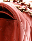Lambskin Quilted Medium Double Flap Brown
