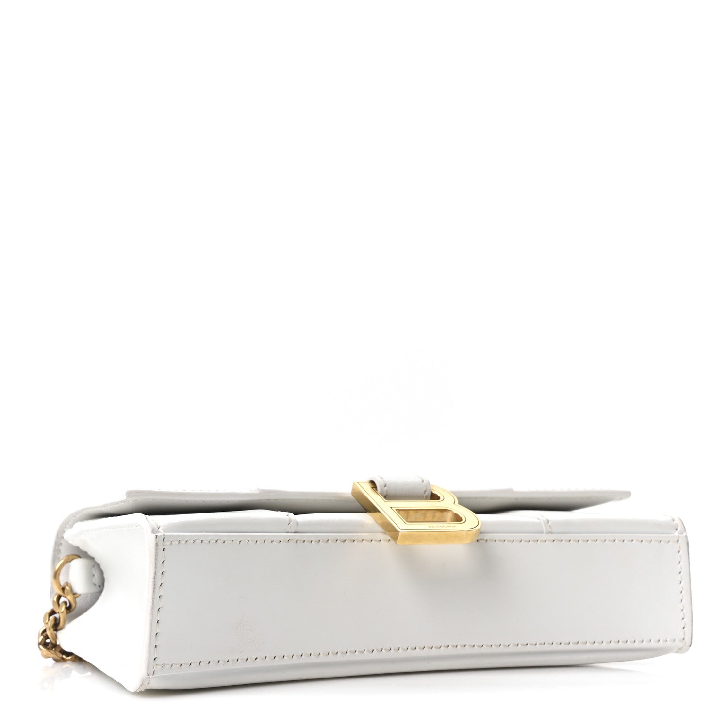 Shiny Box Calfskin Hourglass Chain Bag White