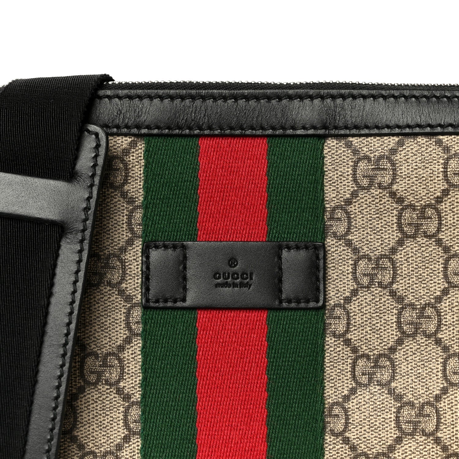 GG Supreme Monogram Web Messenger Bag Black