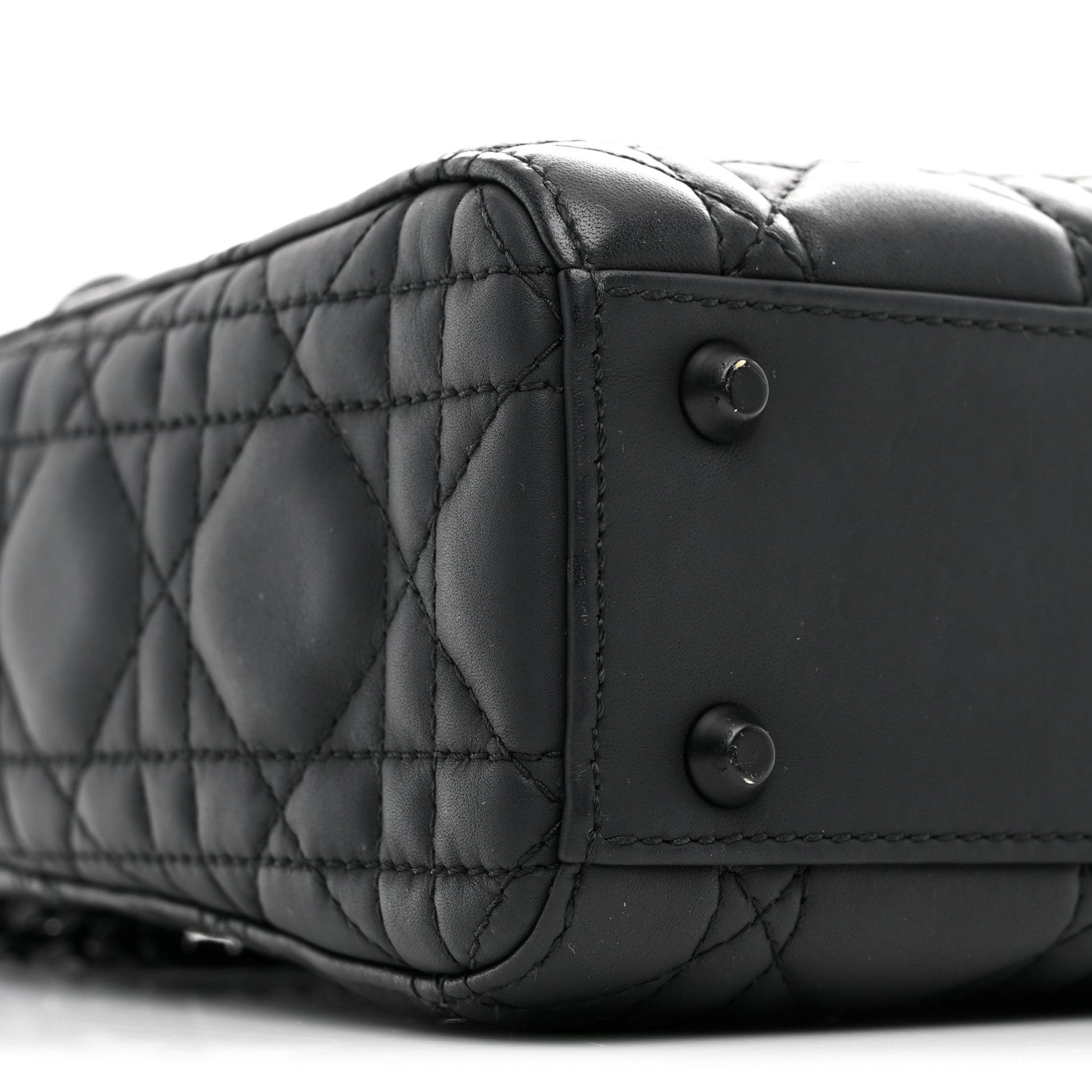 Ultra Matte Calfskin Cannage Mini Lady D1OR Black