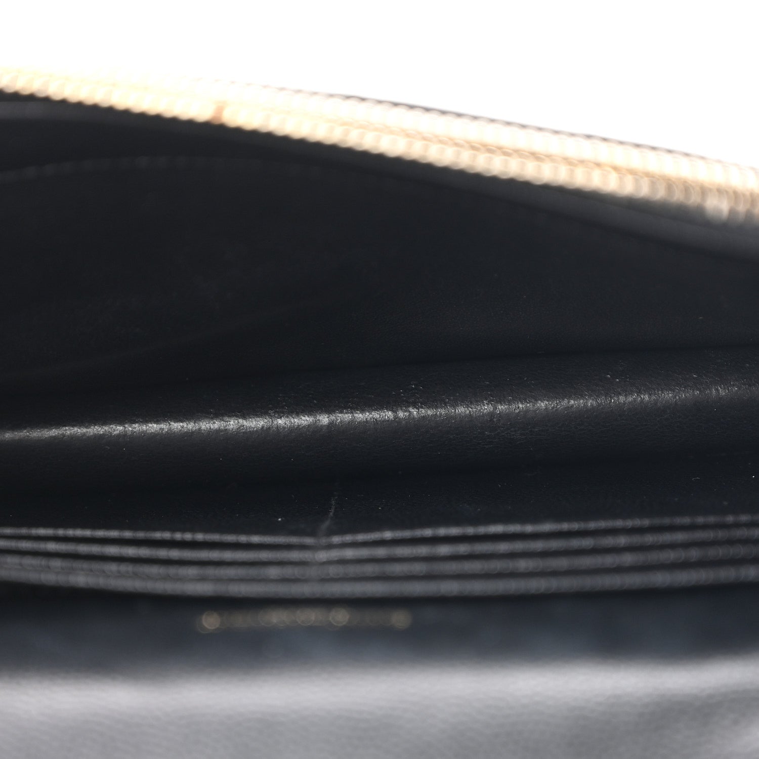 Grain De Poudre Matelasse Chevron Monogram Envelope Chain Wallet Black