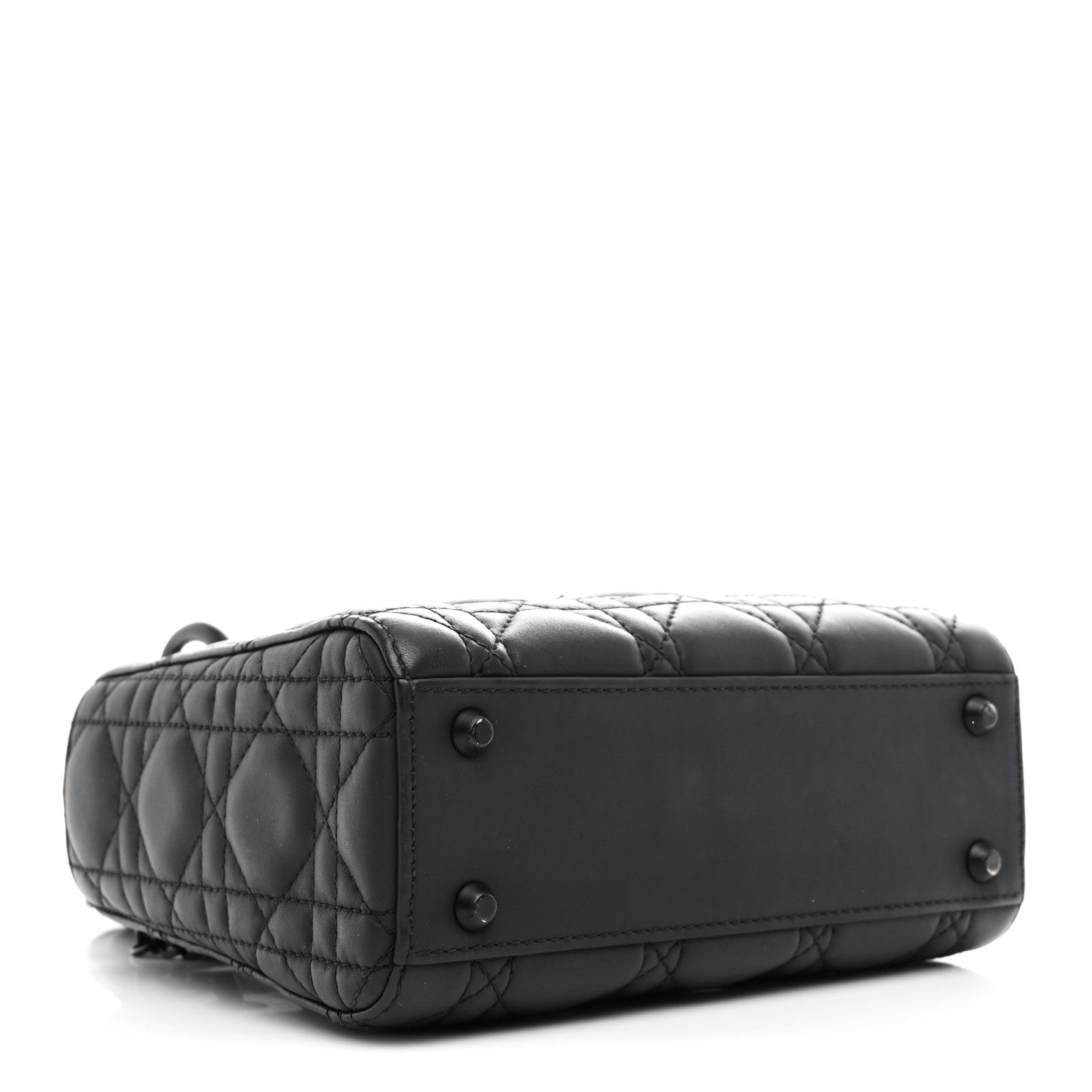 Ultra Matte Calfskin Cannage Mini Lady D1OR Black