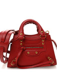 Grained Calfskin Neo Classic Gold Hardware Nano City Crossbody Medium Red