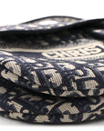 Oblique Embroidered Saddle Bag Blue