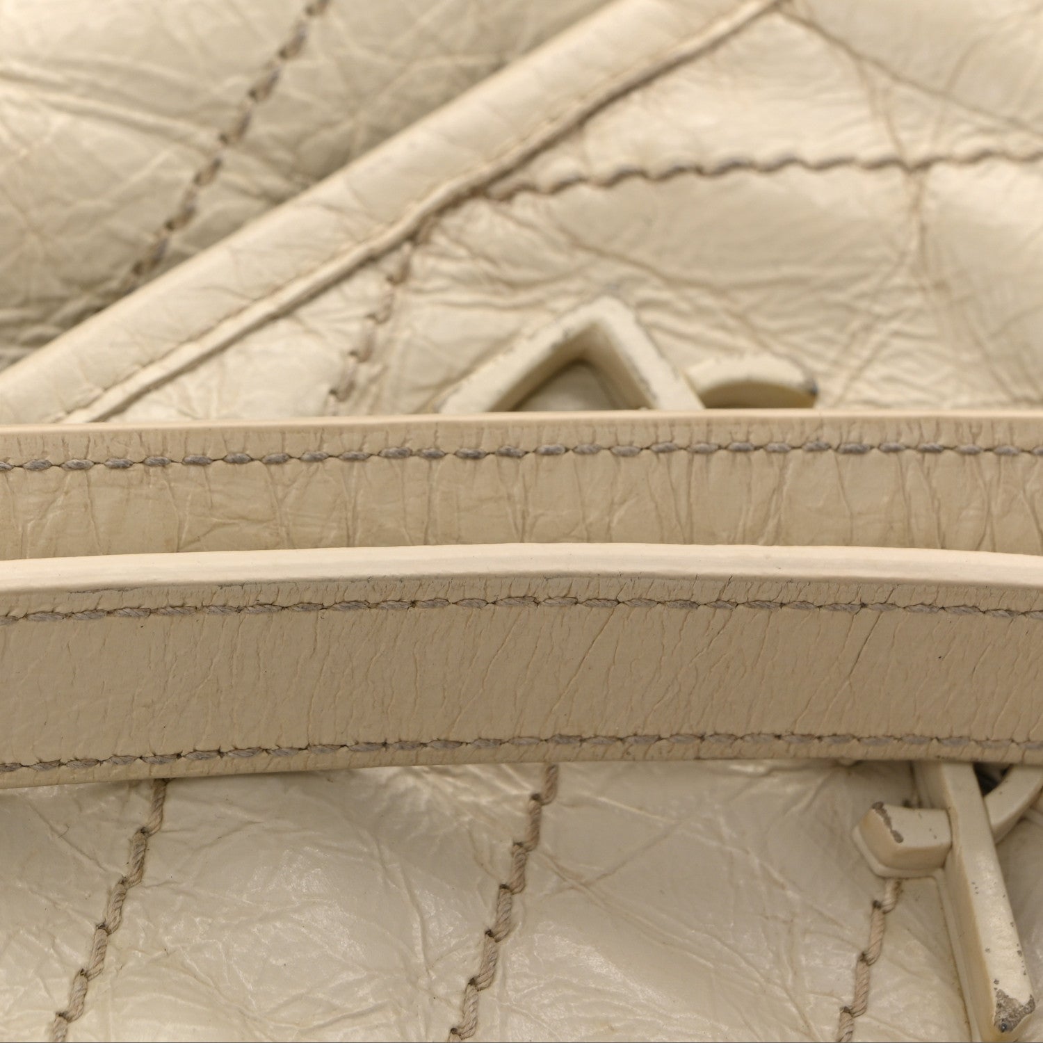 Crinkled Calfskin Matelasse Monogram Baby Niki Chain Satchel White