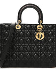 Lambskin Cannage Large Lady D1OR Black