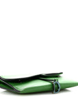 Goatskin Saddle Chain Wallet Pouch Bright Green