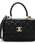 Lambskin Quilted Small Trendy CC Dual Handle Flap Bag Black