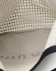 Raffia Effect Linen Logo Ivy Bag Black Natural