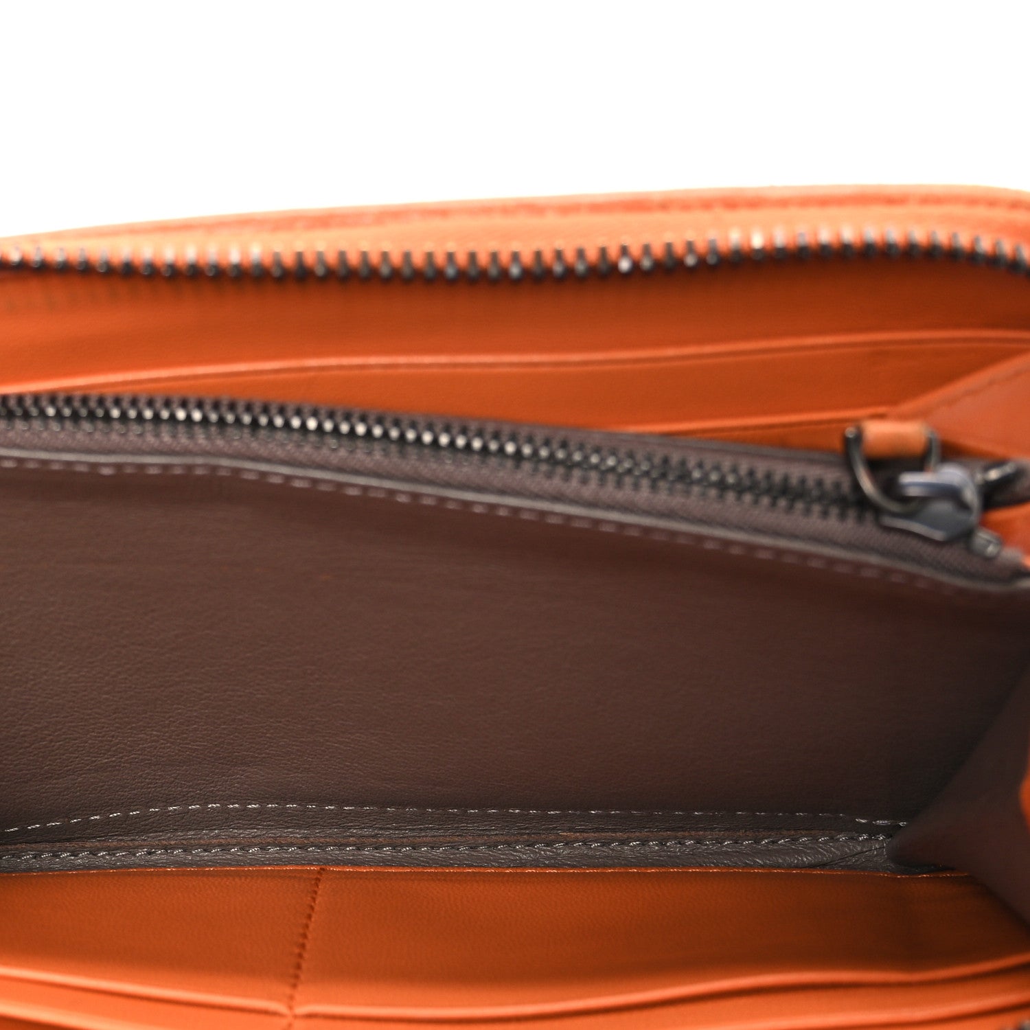 Nappa Intrecciato Zip Around Wallet Orange