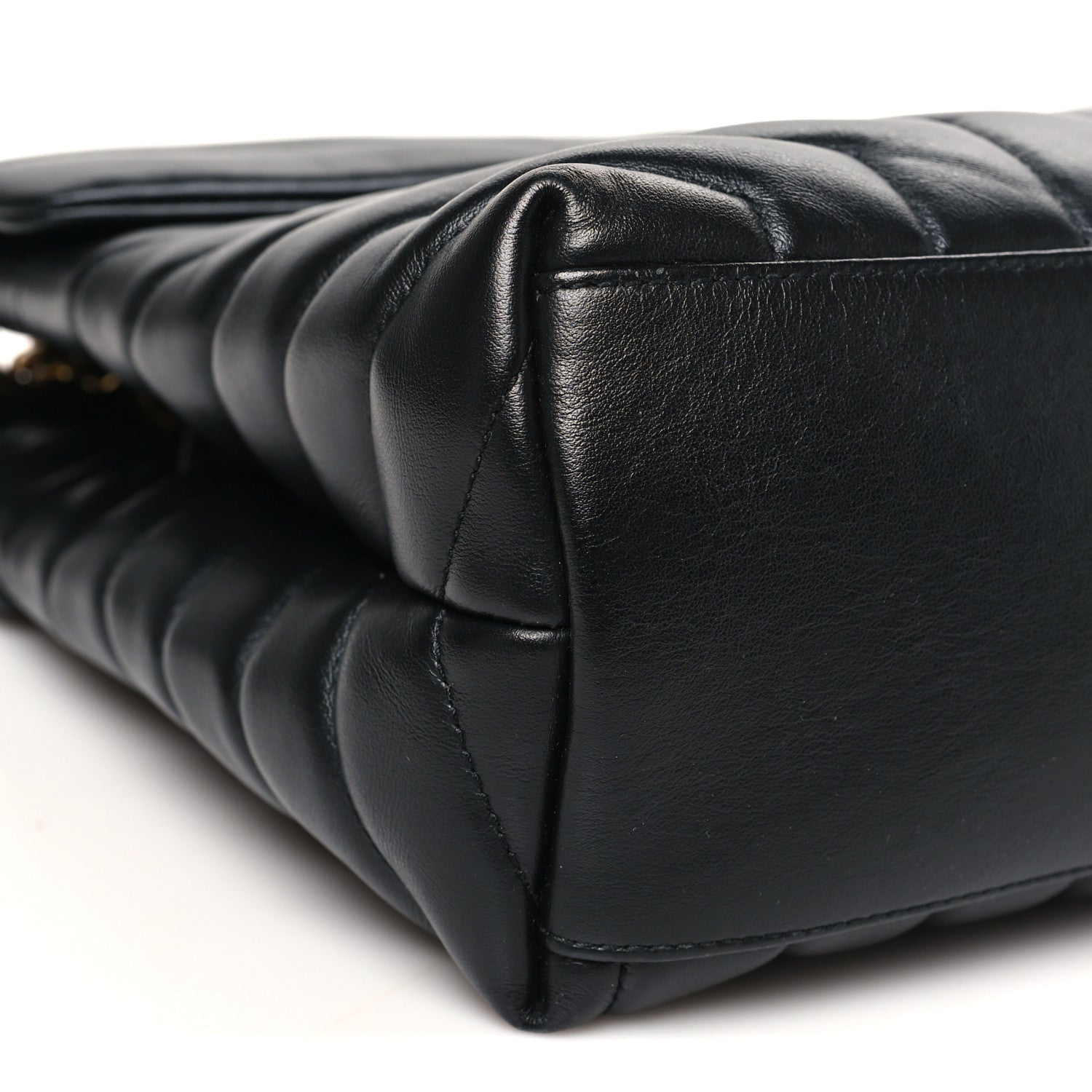 Calfskin Y Quilted Monogram Medium Loulou Chain Satchel Black