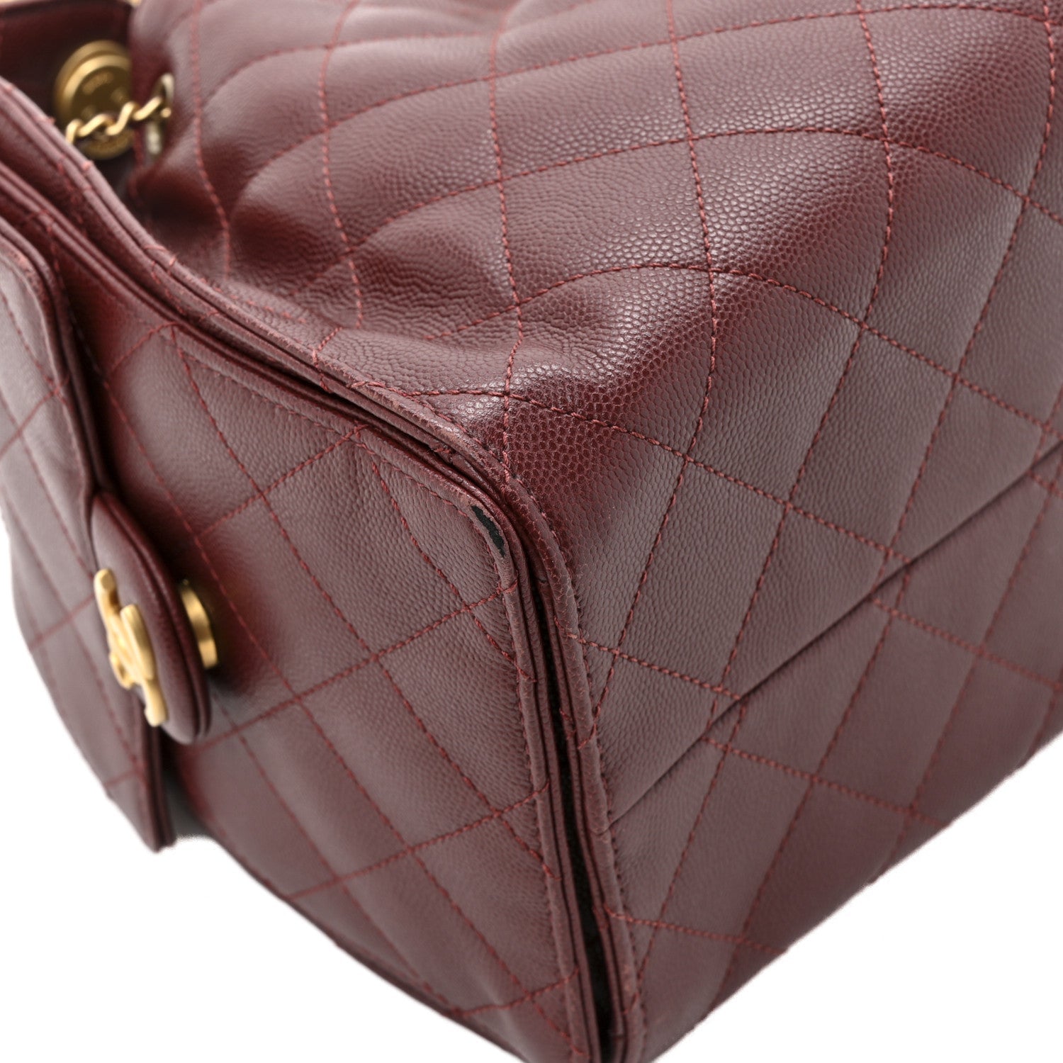Caviar Quilted Small CHNL 25 Handbag Burgundy