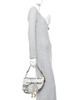 Calfskin Newspaper Printed Saddle Bag Black White