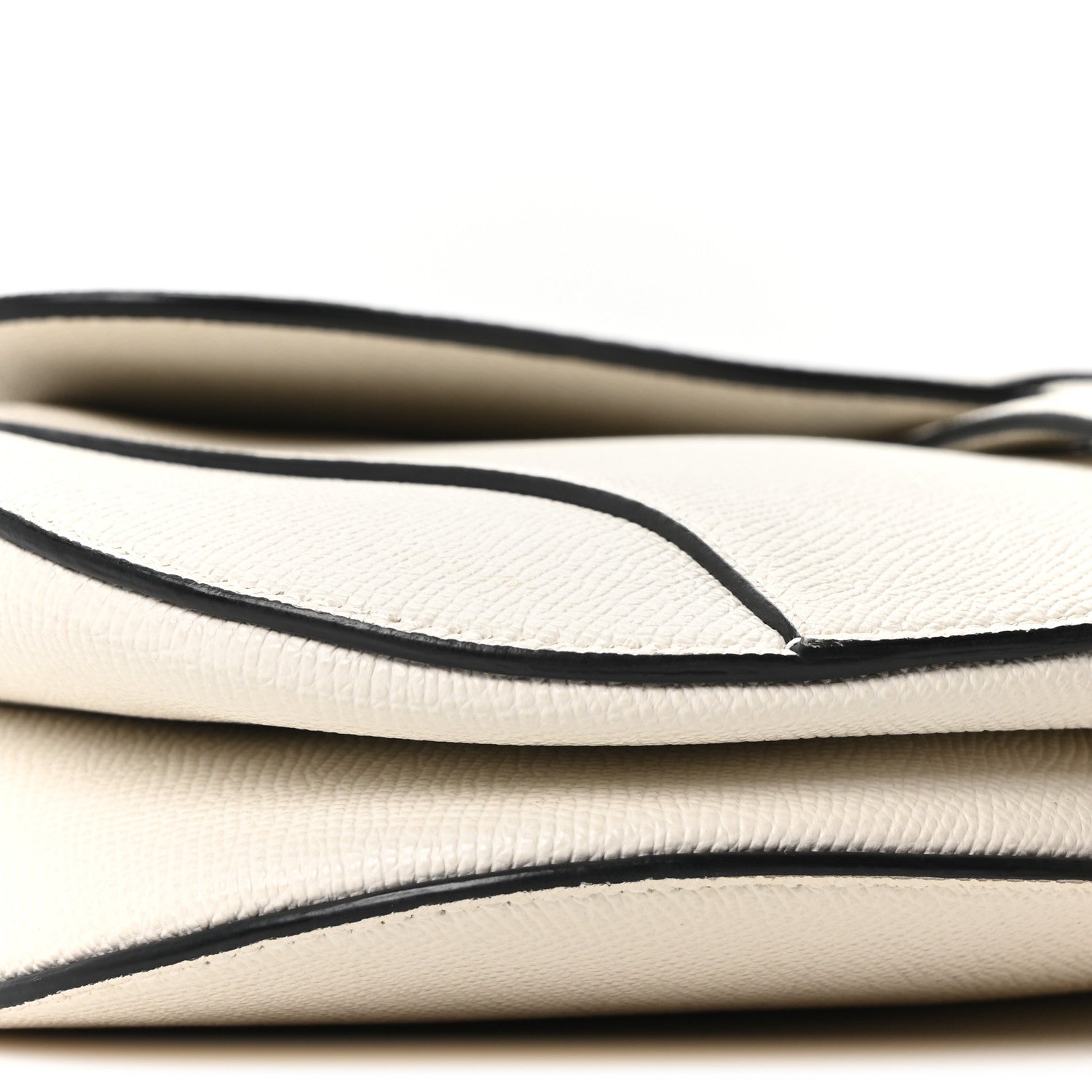 Grained Calfskin Saddle Bag White