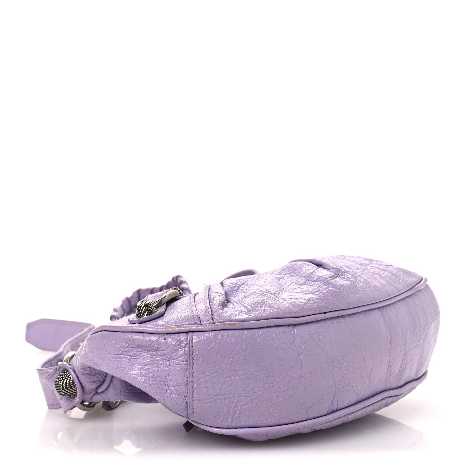Extra Supple Calfskin Crocodile Embossed Le Cagole Shoulder Bag XS Lilac