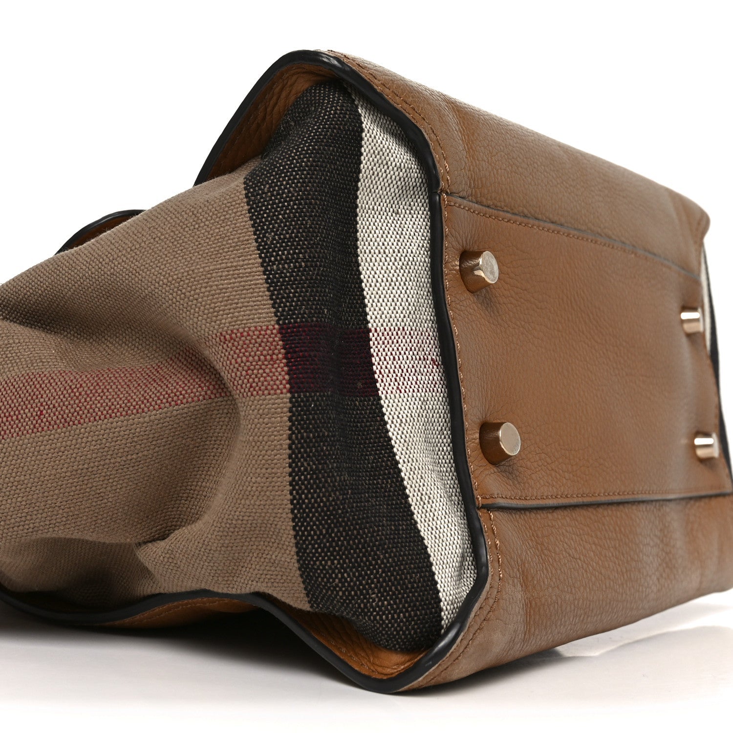 Mega Check Grained Calfskin Medium Harcourt Satchel Saddle Brown