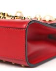 Calfskin Studded Small Padlock Shoulder Bag Hibiscus Red
