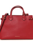 Derby Calfskin House Check Medium Banner Tote Russet Red
