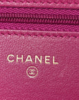Tweed Quilted Wallet On Chain WOC Fuchsia Purple