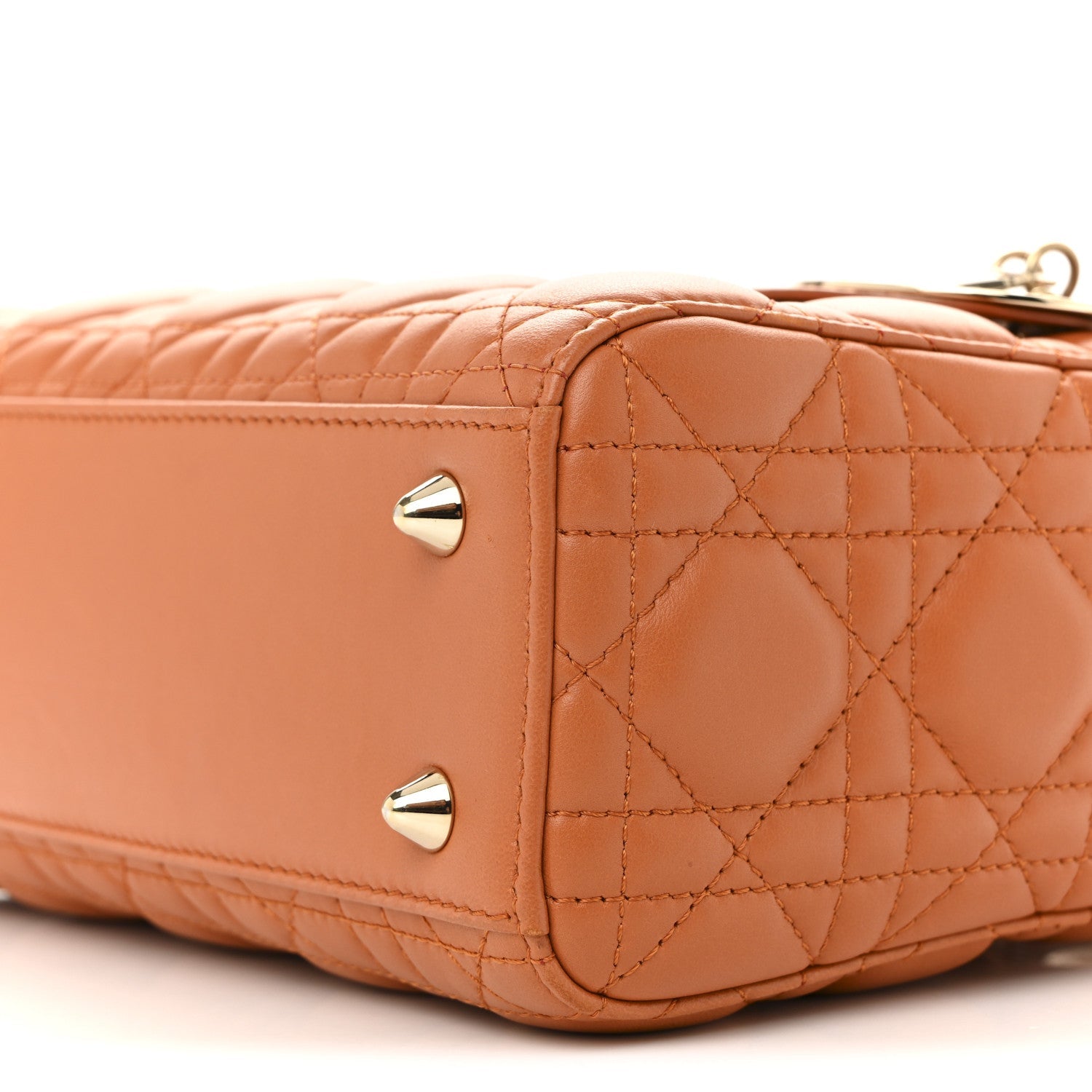Lambskin Cannage Small Lucky Badges My Lady D1OR Orange
