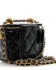Calfskin Quilted Mini Perfect Fit Vanity Case With Chain Black