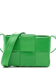 Crinkled Lambskin Maxi Intrecciato Extra Mini Cassette Crossbody Bag Parakeet