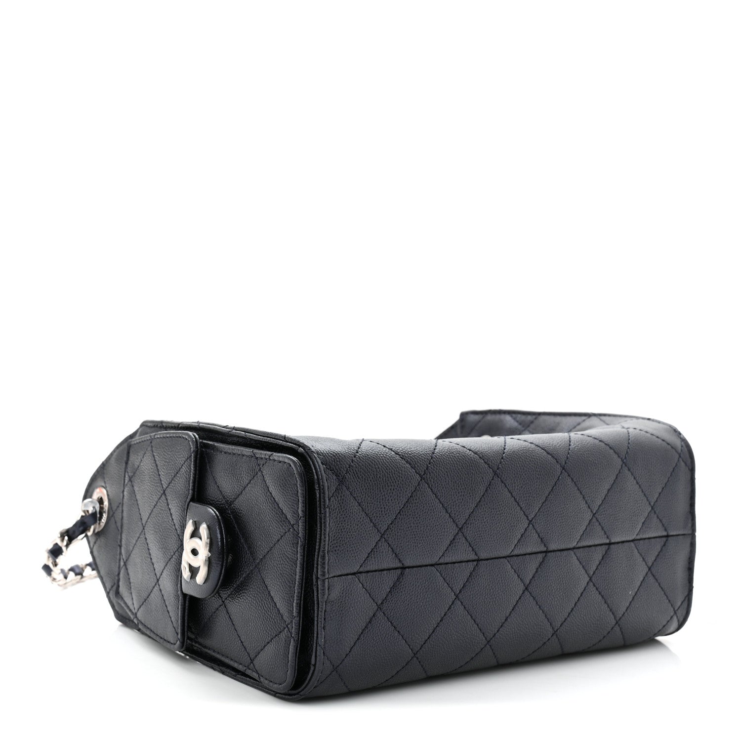 Metallic Caviar Quilted Mini CHNL 25 Handbag Dark Blue