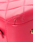 Lambskin Quilted Small Trendy CC Bowling Bag Pink