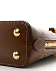 GG Supreme Monogram Azalea Calfskin Small Horsebit 1955 Top Handle Bag Beige Ebony Brown Sugar