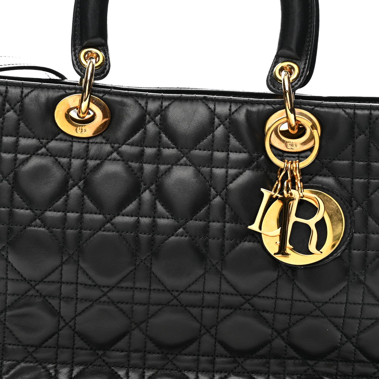 Lambskin Cannage Large Lady D1OR Black