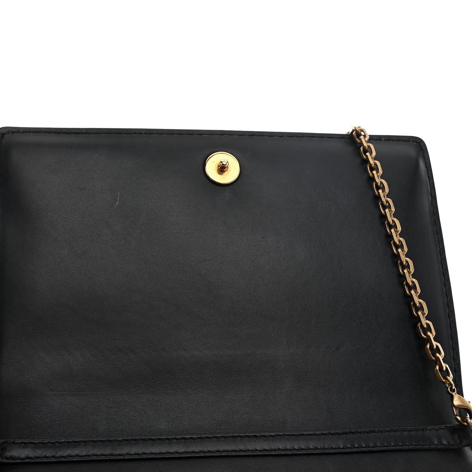 Calfskin J'AD1OR Wallet on Chain Pouch Black