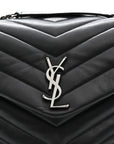 Calfskin Y Quilted Monogram Medium Loulou Chain Satchel Storm