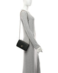 Lambskin Quilted Trendy CC Wallet On Chain WOC Black