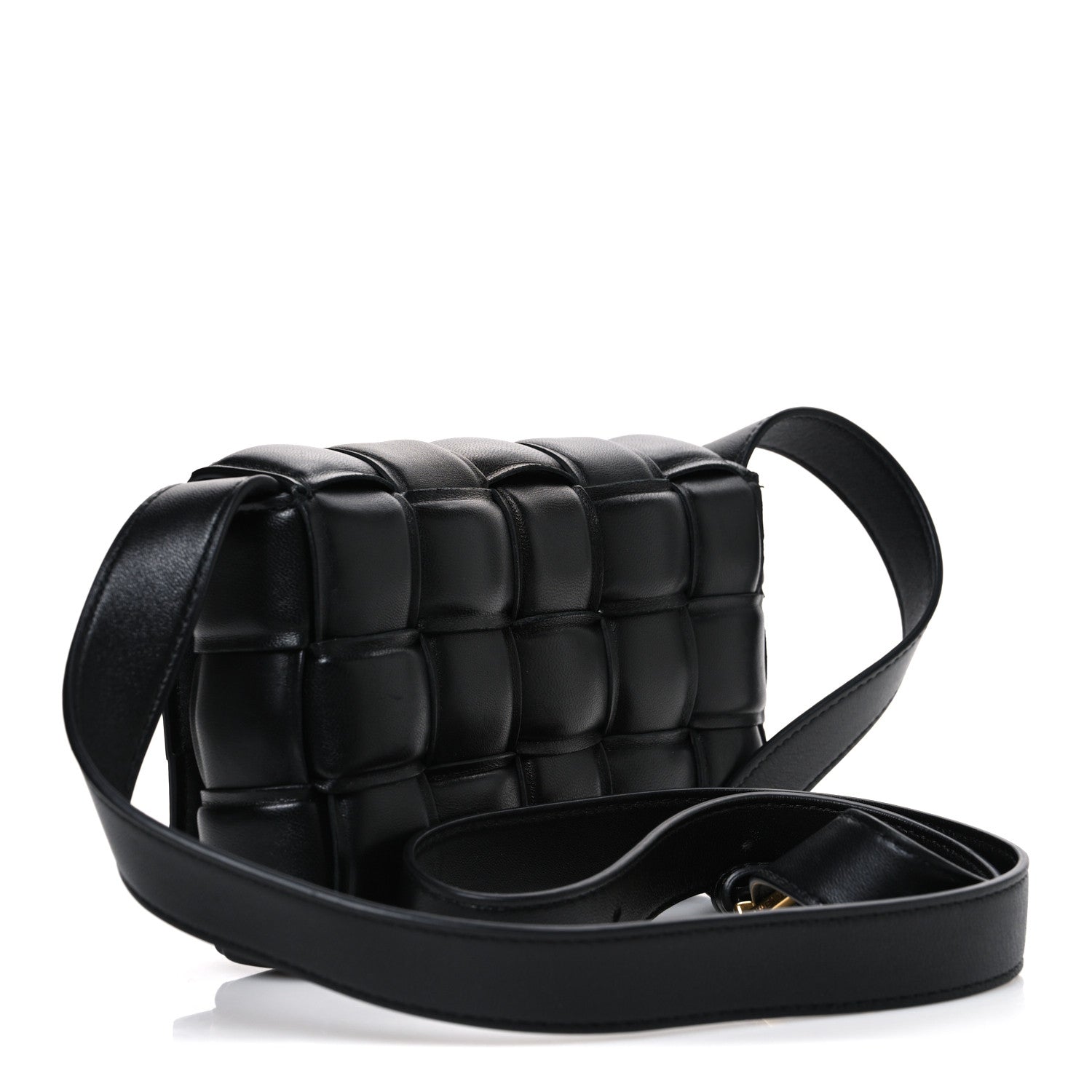 Nappa Maxi Intreccio Small Padded Cassette Crossbody Bag Black