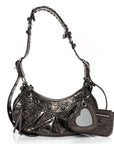 Metallic Agneau Arena Le Cagole Shoulder Bag XS Dark Bronze